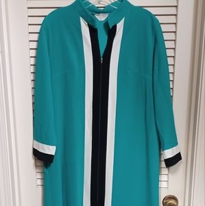 Vintage Green Black Striped Maxi Dress Nightgown Vanity Fair Sz 16